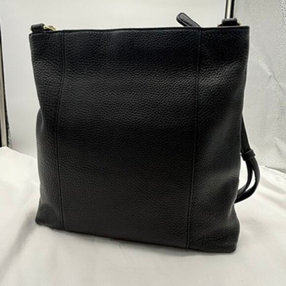 Vera Bradley Black Leather Crossbody Bag Patchwork Pebbled Suede Floral Lining - Picture 3 of 12